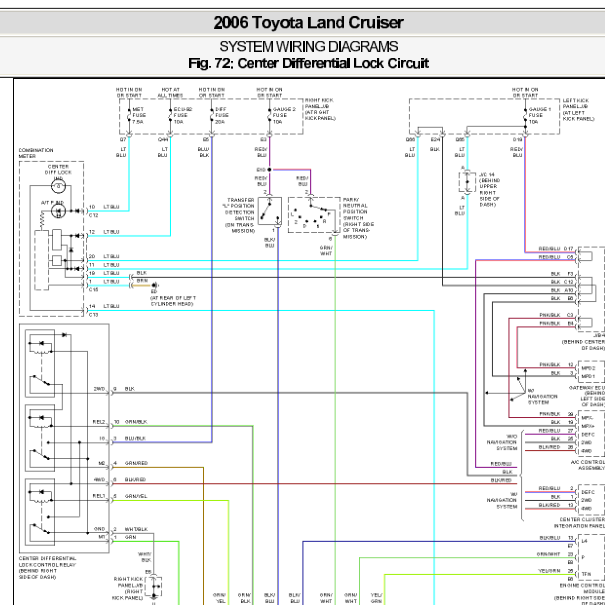 2006年丰田酷路泽差速器电路图