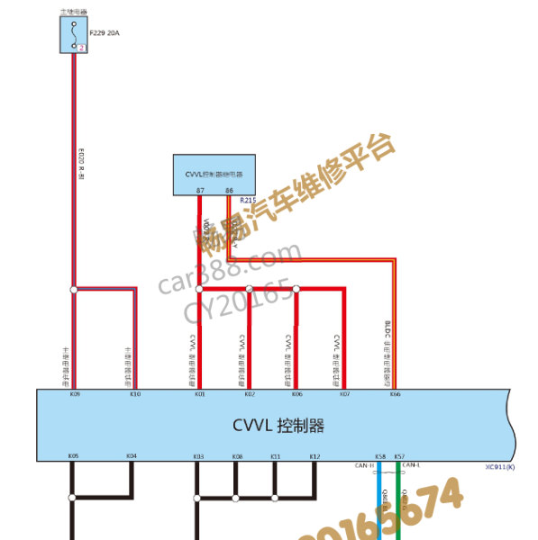 2018年长城CVVL连续可变气门升程霍尔传感器电路图