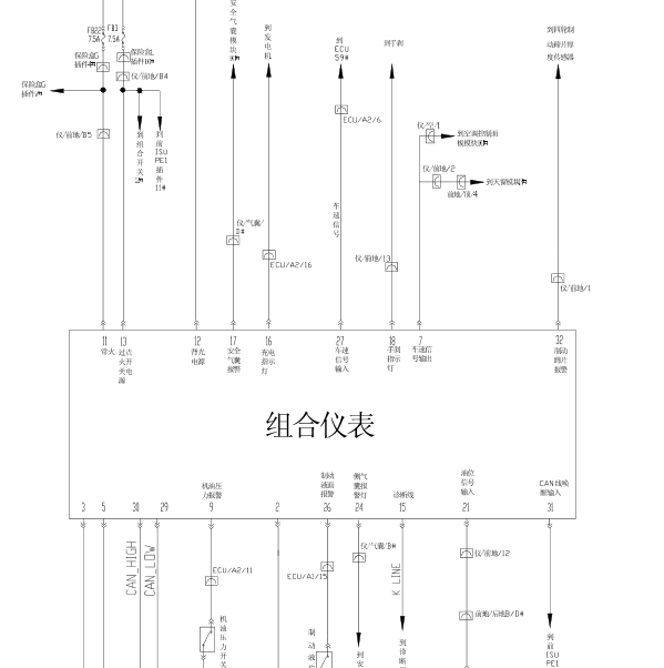 奇瑞A516仪表电路图