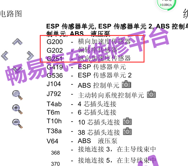 15年奥迪Q5  ESP传感器线路图