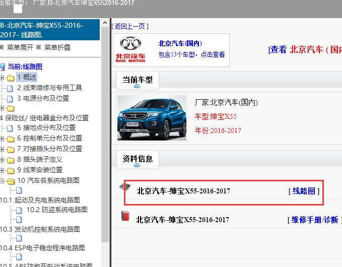 16年北汽绅宝X55全车电路图