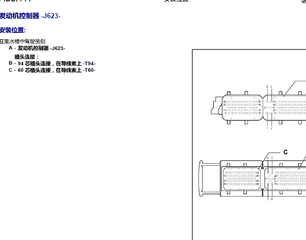 2011年奥迪A4发动机针脚资料