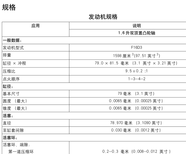 04年别克凯越F16D3发动机维修手册