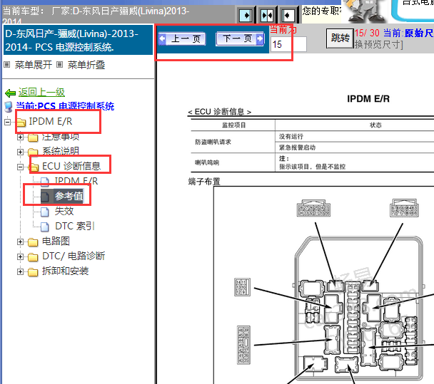 2013-2014年日产骊威发动机舱保险丝资料