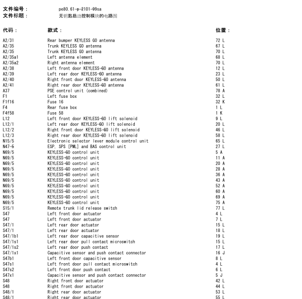 2004年奔驰S350智能钥匙盒电路图
