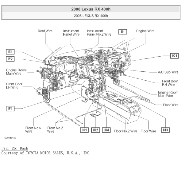 2008年凌志RX400H全车元件位置