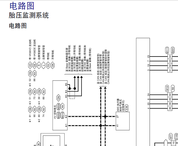日产途乐胎压电路图