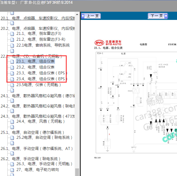 2014年比亚迪F3仪表电路图.