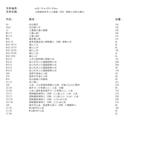 2011年奔驰SMART变速箱电路图