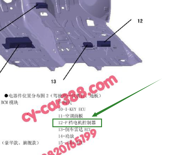 比亚迪速锐P档电机控制机器按安装位置