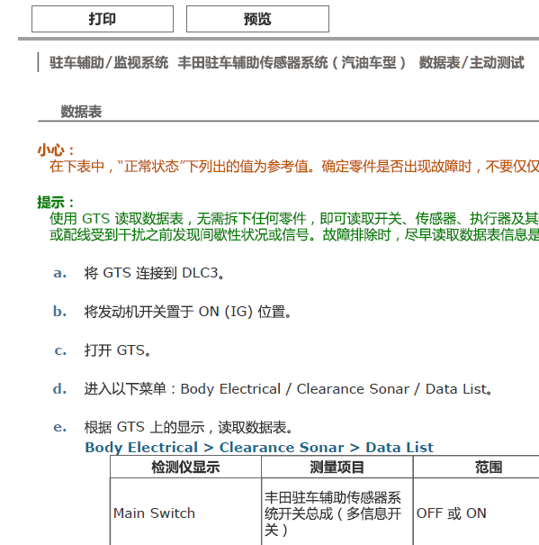 2019年卡罗拉驻车辅助资料