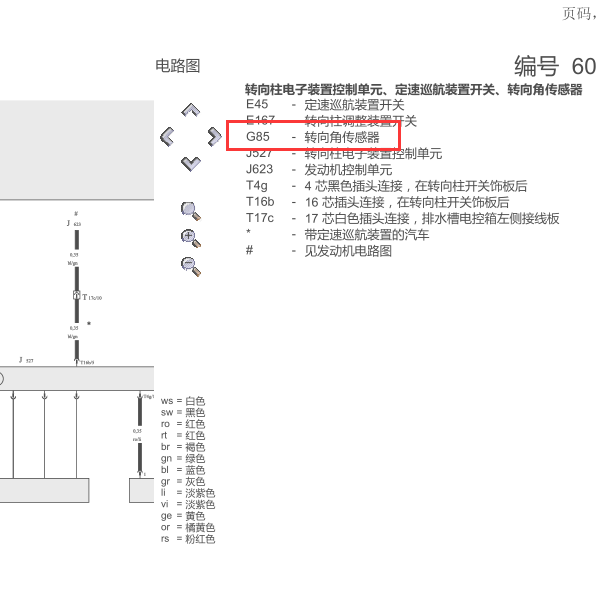 2011年奥迪A6转向角传感器电路图