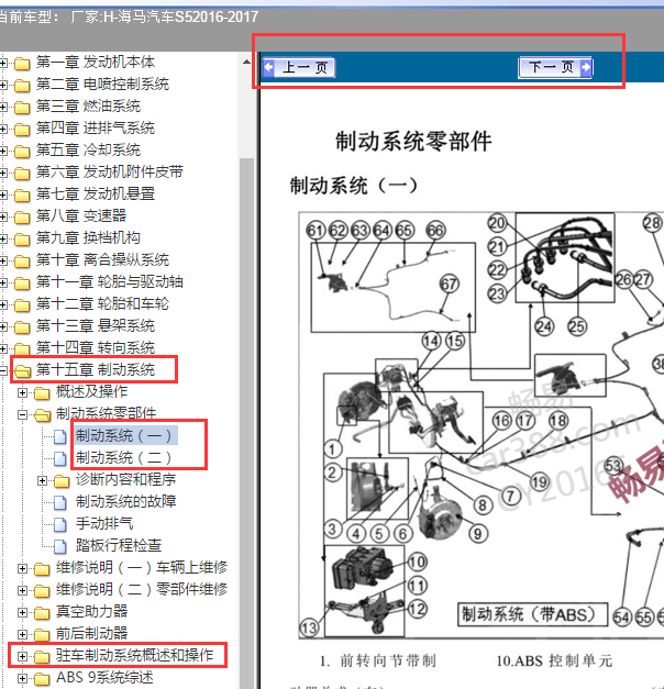 2017年海马S5电子手刹相关资料