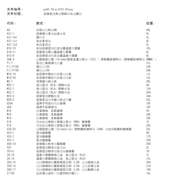 2010年奔驰s350后空调线路图