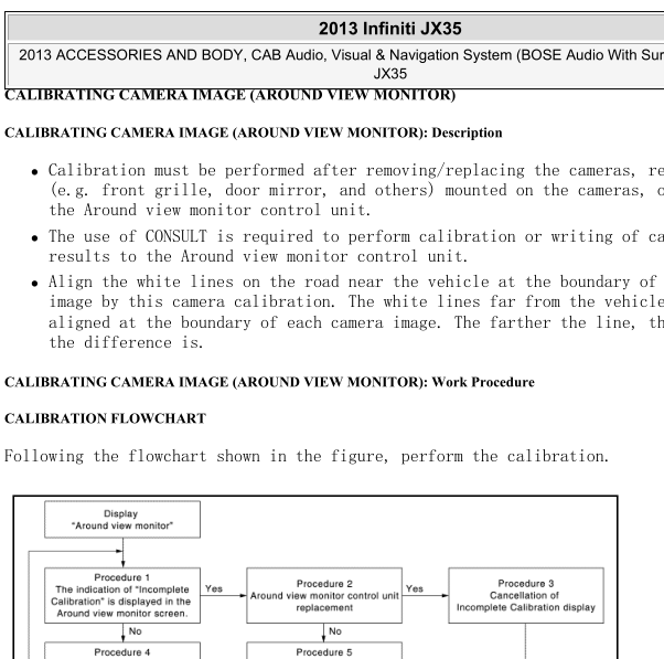2013年英菲尼迪JX35摄像校准