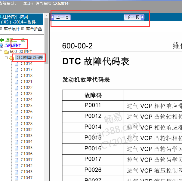 2014年陆风X5 dtc代码说明