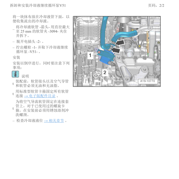 2013年奥迪A4冷却液泵安装位置