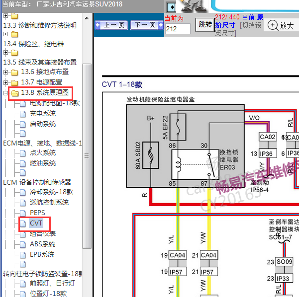 2018年远景SUV变速箱电路图