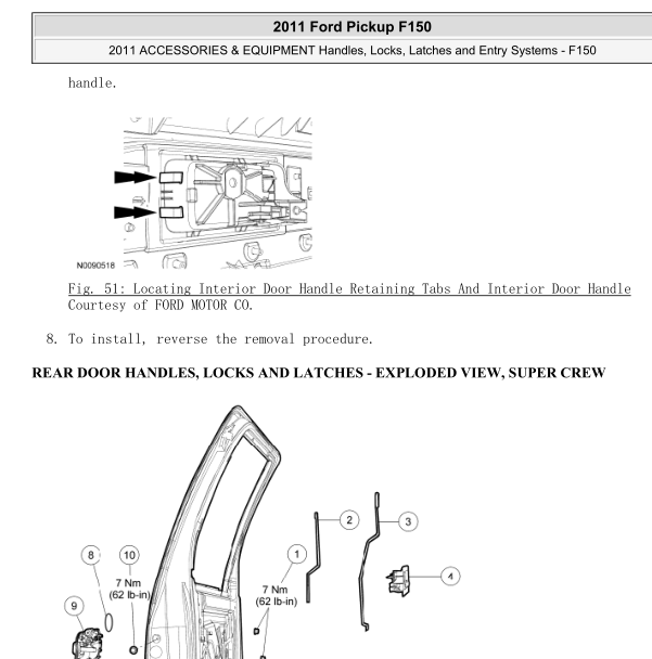 2011款福特F-150车门拆装