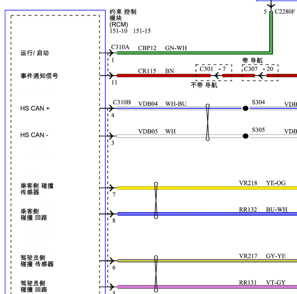 2014-2018年福睿斯安全气囊电路图