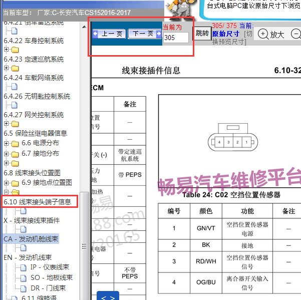 2017年长安CS15变速箱针脚