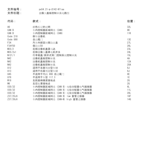 奔驰GLA220摄像头盖板电路图