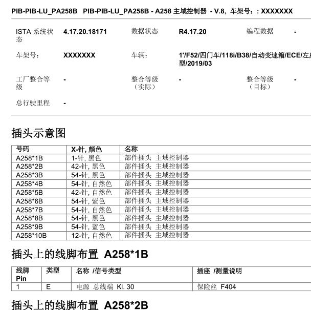 2019年宝马118I BDC模块针脚定义