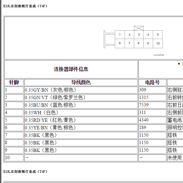 2014年GL8大灯针脚