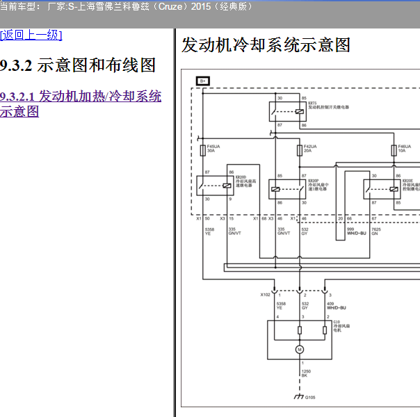 2015年雪佛兰科鲁兹L2B发动机风扇电路图.