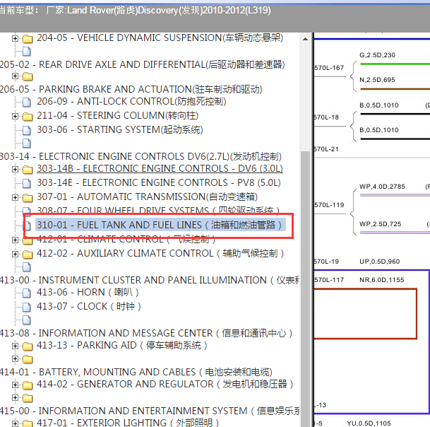 2012年路虎发现燃油系统电路图