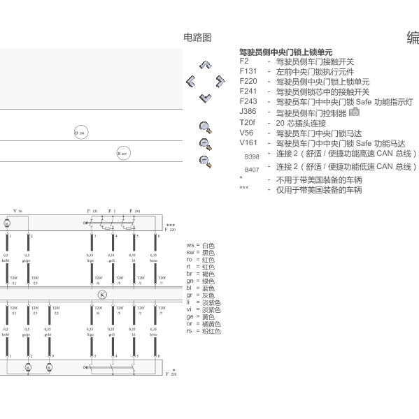 2009年奥迪A4中央门锁控制电路