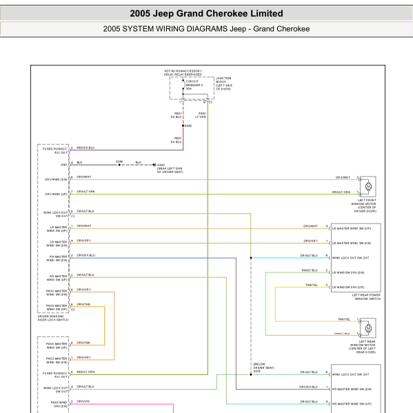2005年大切诺基电动车窗电路图