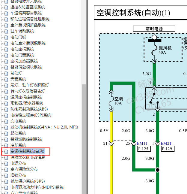 19年起亚K5空调电路图