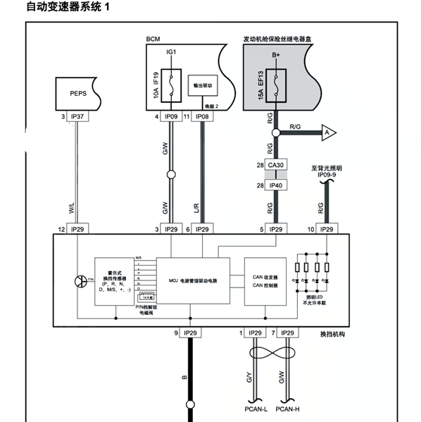 2018年猎豹Mattu 变速箱电路图