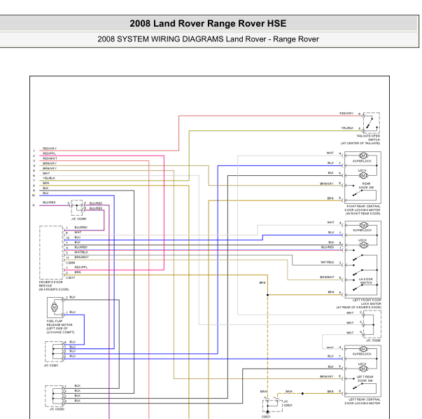 2008年路虎揽胜 门锁电路图
