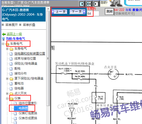 2002-2004年本田奥德赛仪表电路图