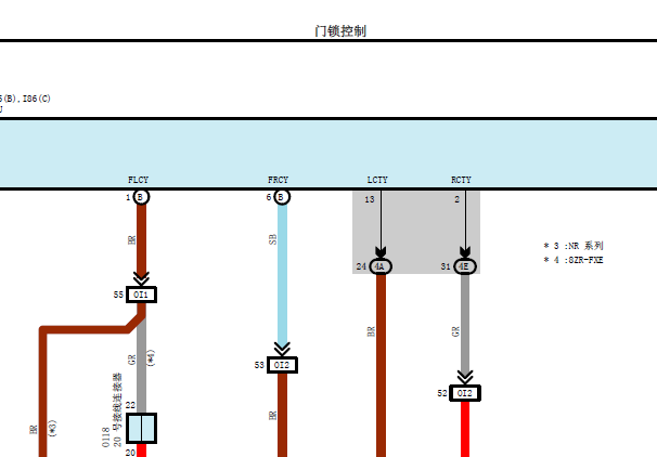 2020年丰田雷凌中控门锁电路图