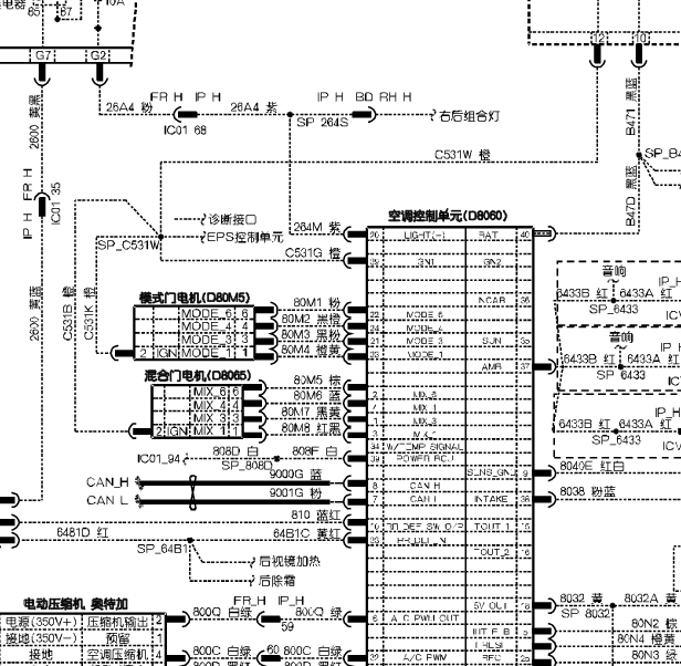 2018年东风风神E70 空调电路图