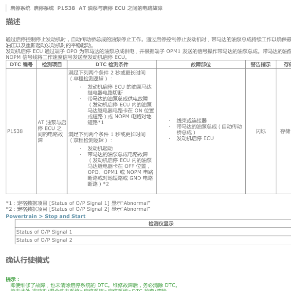 2015年汉兰达P1538故障码
