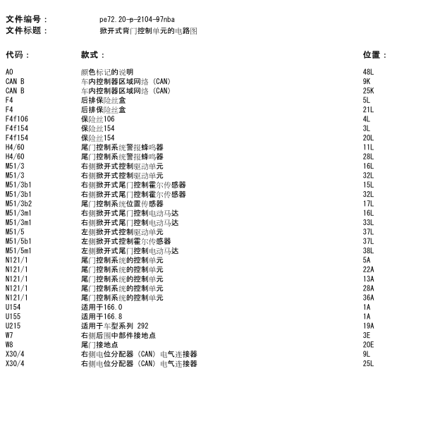 2014年奔驰ML320尾门电路图