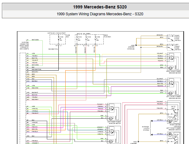 1999年奔驰S320车窗电路图