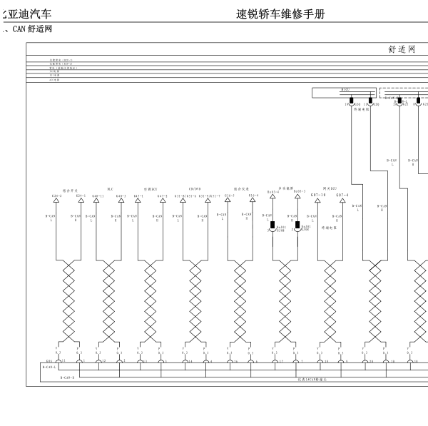 2014年比亚迪速锐网关电路图