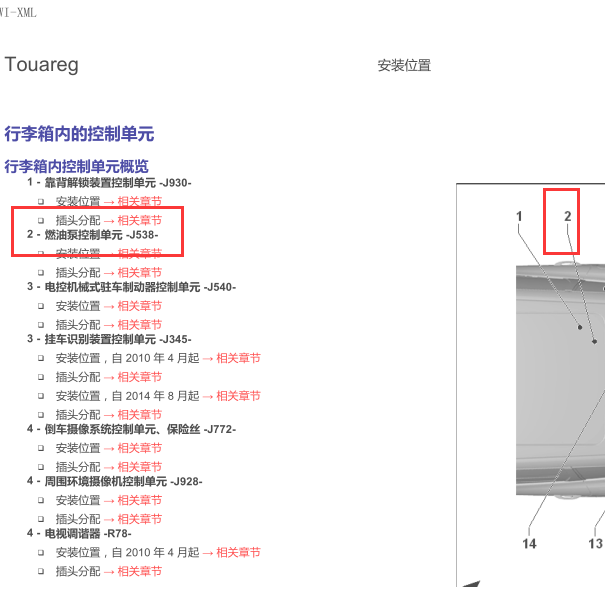 2011年途锐燃油泵控制单元位置