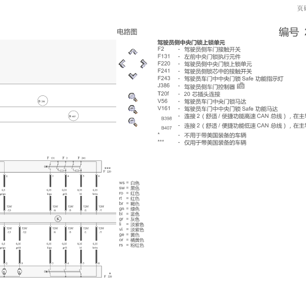 2010年奥迪A4 中控门锁控制系统电路图