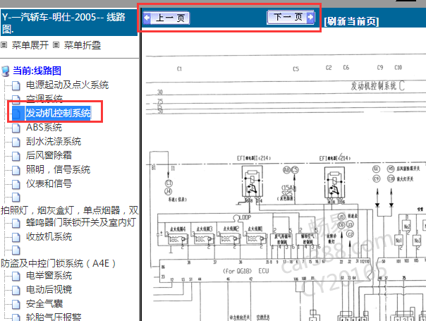 2005年红旗明仕发动机电路图