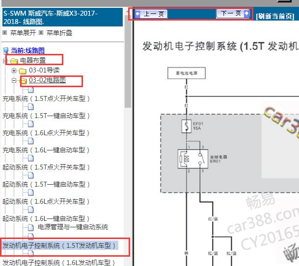 2017-2018年斯威X3发动机电路图