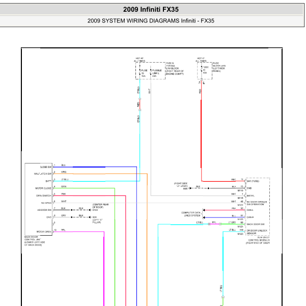 2009年英菲尼迪FX35尾门锁电路图