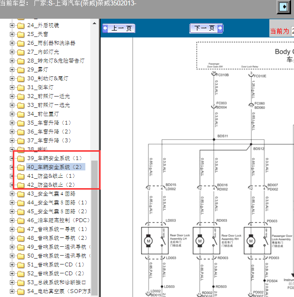 2013年荣威350 车身门锁电路图