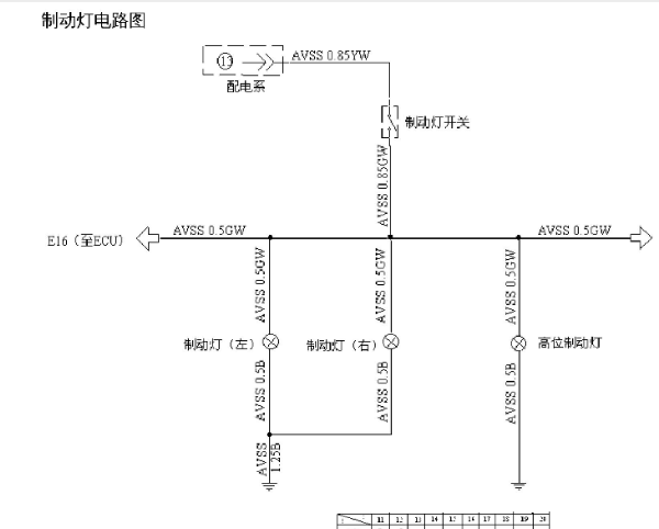长安奔奔刹车灯电路图