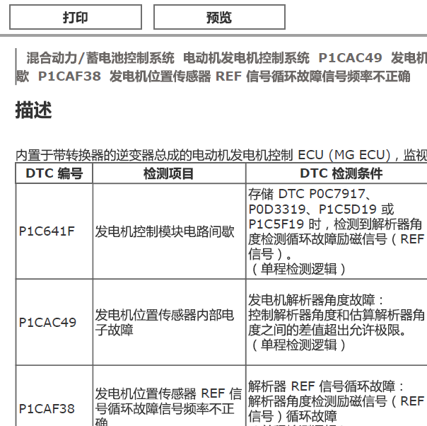 2019年丰田雷凌故障码资料